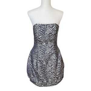 Cache’ Strapless Zebra Striped Balloon Dress - Size 8